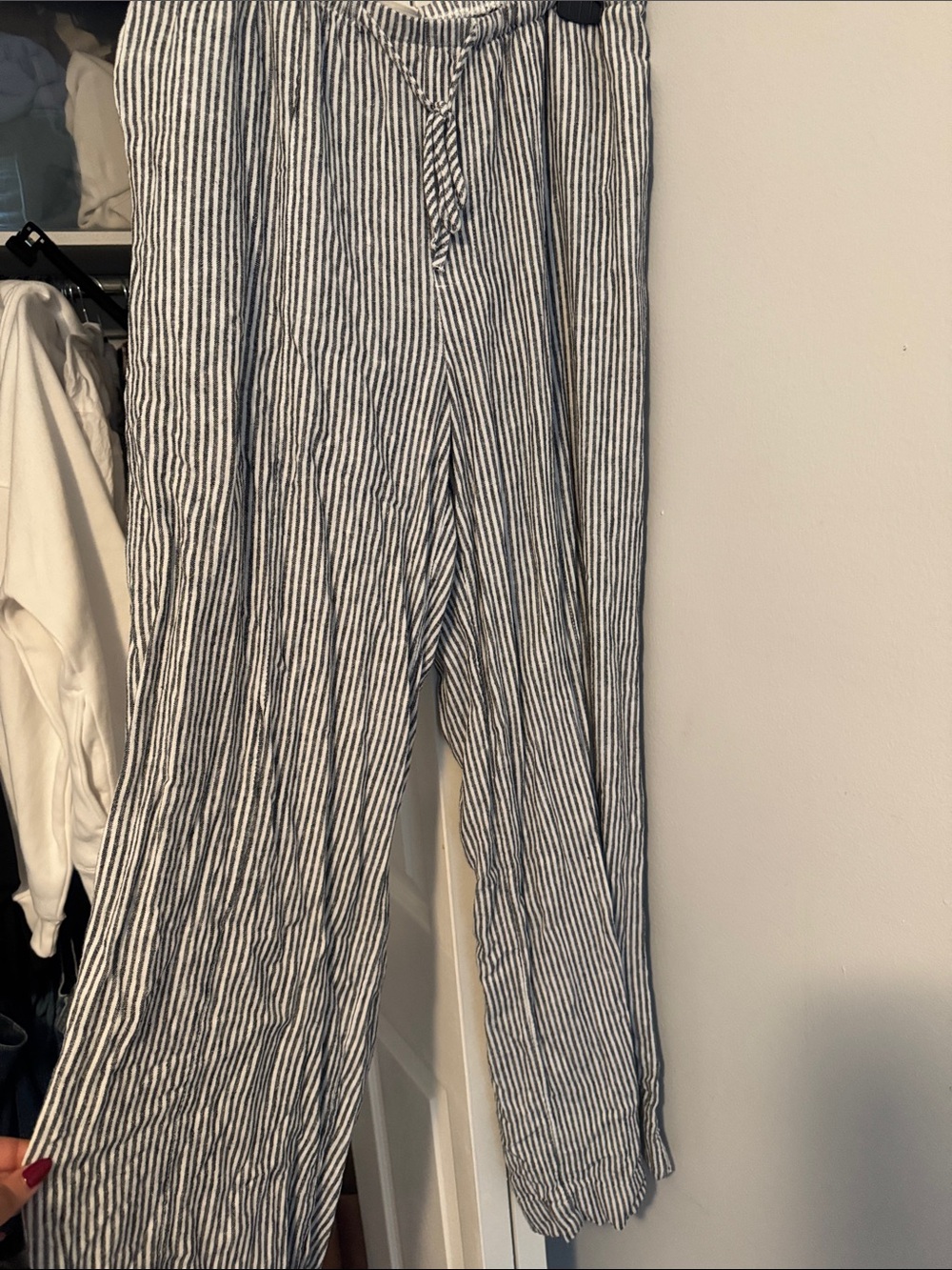 A New Day Navy & White Striped Linen Pants